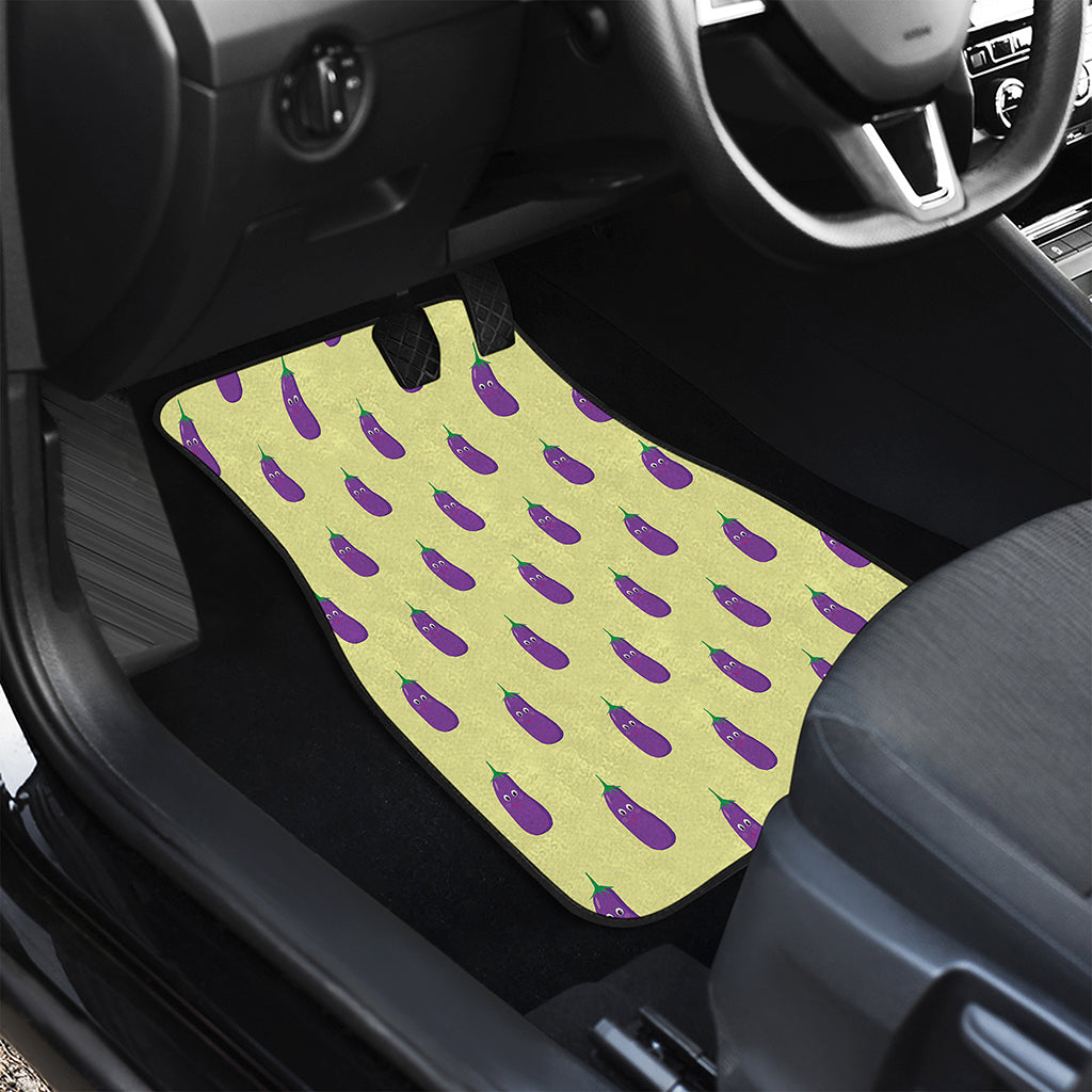 Cute Eggplant Pattern Print Front and Back Car Floor Mats