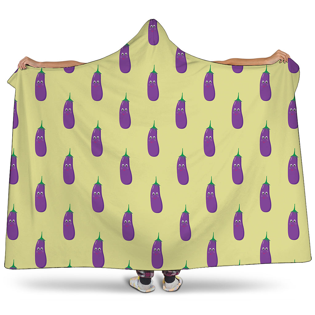 Cute Eggplant Pattern Print Hooded Blanket