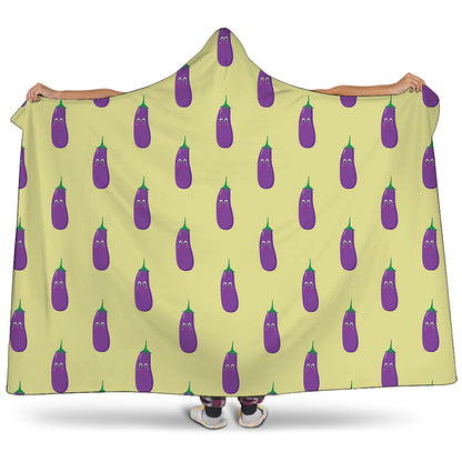 Cute Eggplant Pattern Print Hooded Blanket