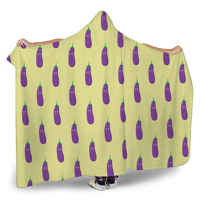 Cute Eggplant Pattern Print Hooded Blanket