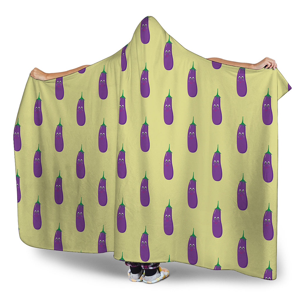 Cute Eggplant Pattern Print Hooded Blanket