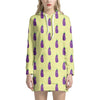 Cute Eggplant Pattern Print Hoodie Dress