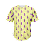 Cute Eggplant Pattern Print Men's Baseball Jersey