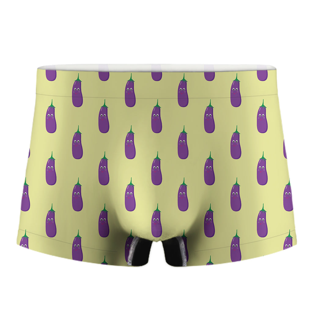 Cute Eggplant Pattern Print Men's Boxer Briefs