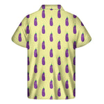 Cute Eggplant Pattern Print Men's Short Sleeve Shirt