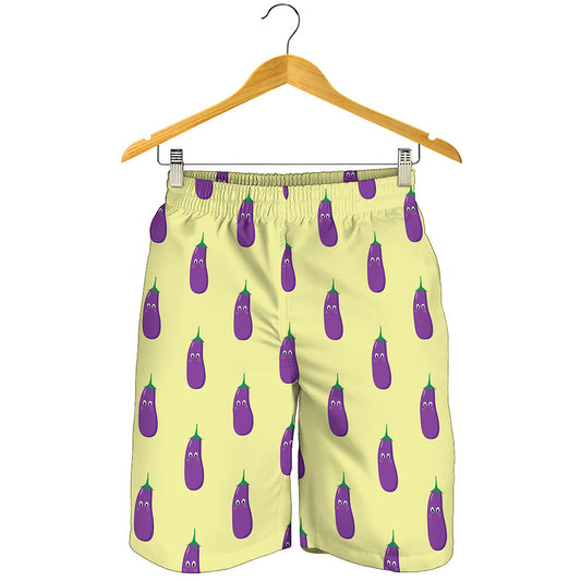 Cute Eggplant Pattern Print Men's Shorts