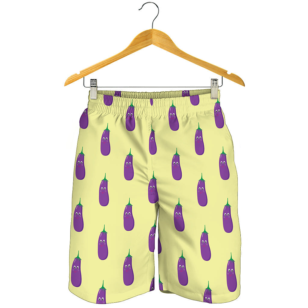 Cute Eggplant Pattern Print Men's Shorts