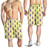 Cute Eggplant Pattern Print Men's Shorts