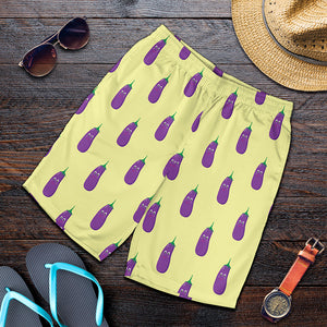 Cute Eggplant Pattern Print Men's Shorts