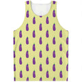 Cute Eggplant Pattern Print Men's Tank Top