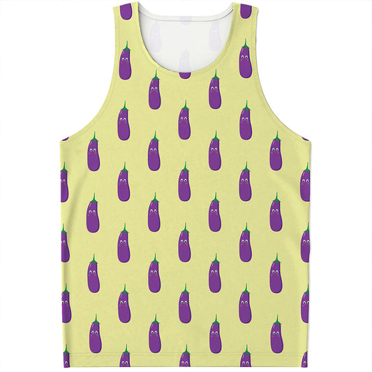 Cute Eggplant Pattern Print Men's Tank Top
