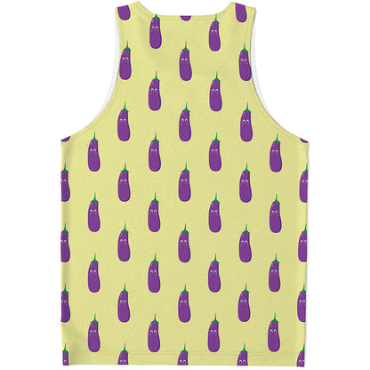 Cute Eggplant Pattern Print Men's Tank Top