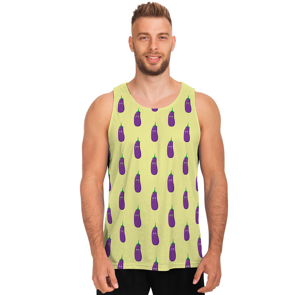 Cute Eggplant Pattern Print Men's Tank Top