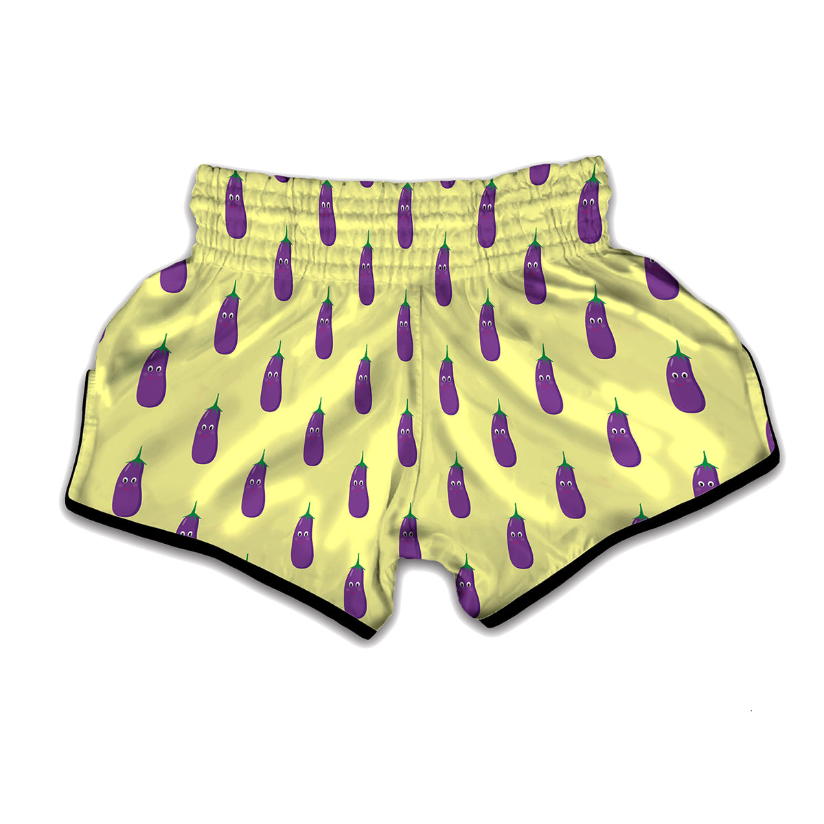 Cute Eggplant Pattern Print Muay Thai Boxing Shorts