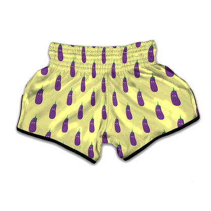 Cute Eggplant Pattern Print Muay Thai Boxing Shorts