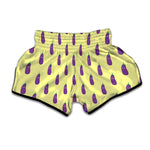 Cute Eggplant Pattern Print Muay Thai Boxing Shorts