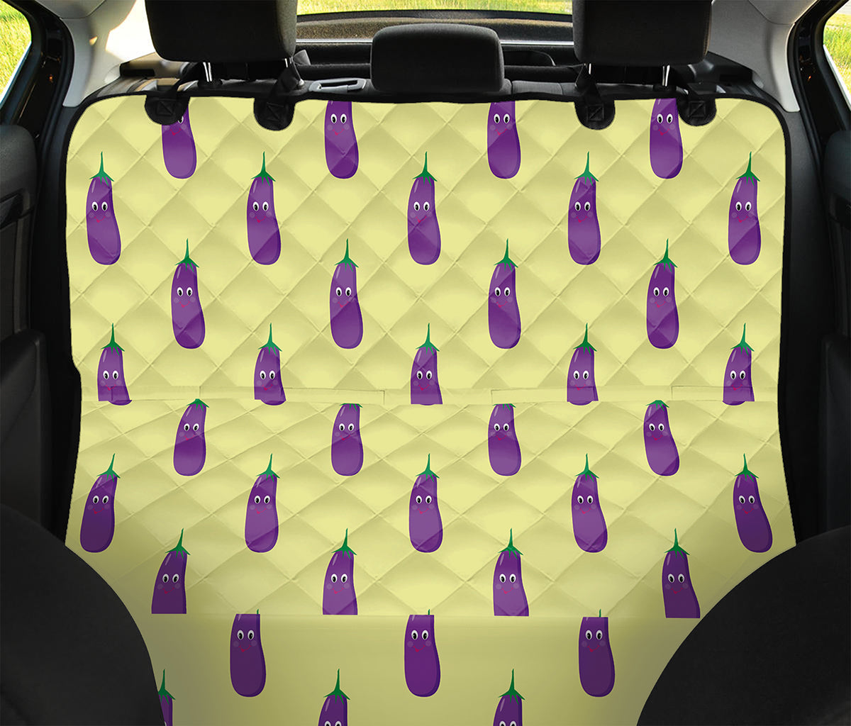 Cute Eggplant Pattern Print Pet Car Back Seat Cover