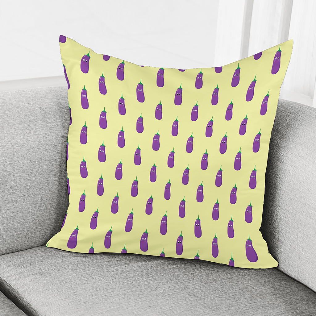 Cute Eggplant Pattern Print Pillow Cover