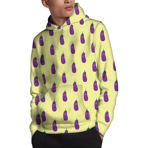 Cute Eggplant Pattern Print Pullover Hoodie