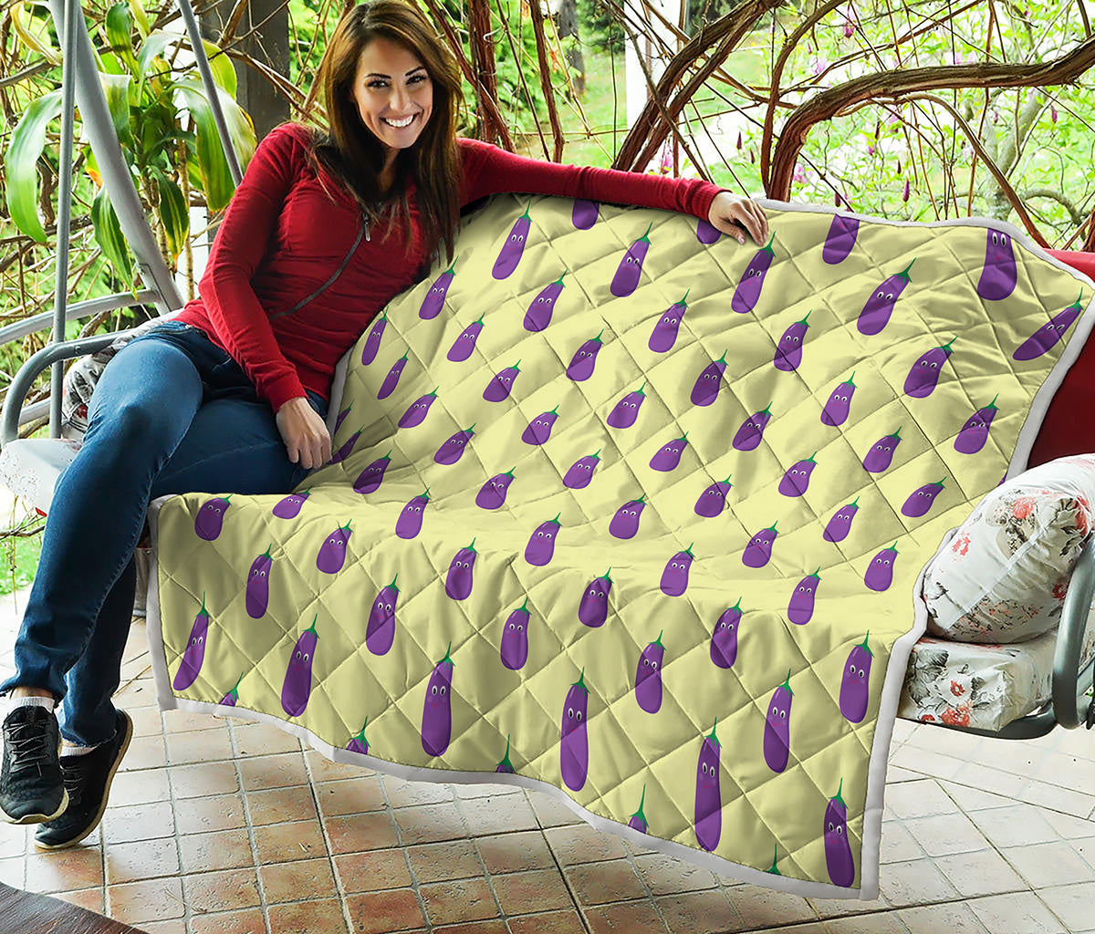 Cute Eggplant Pattern Print Quilt