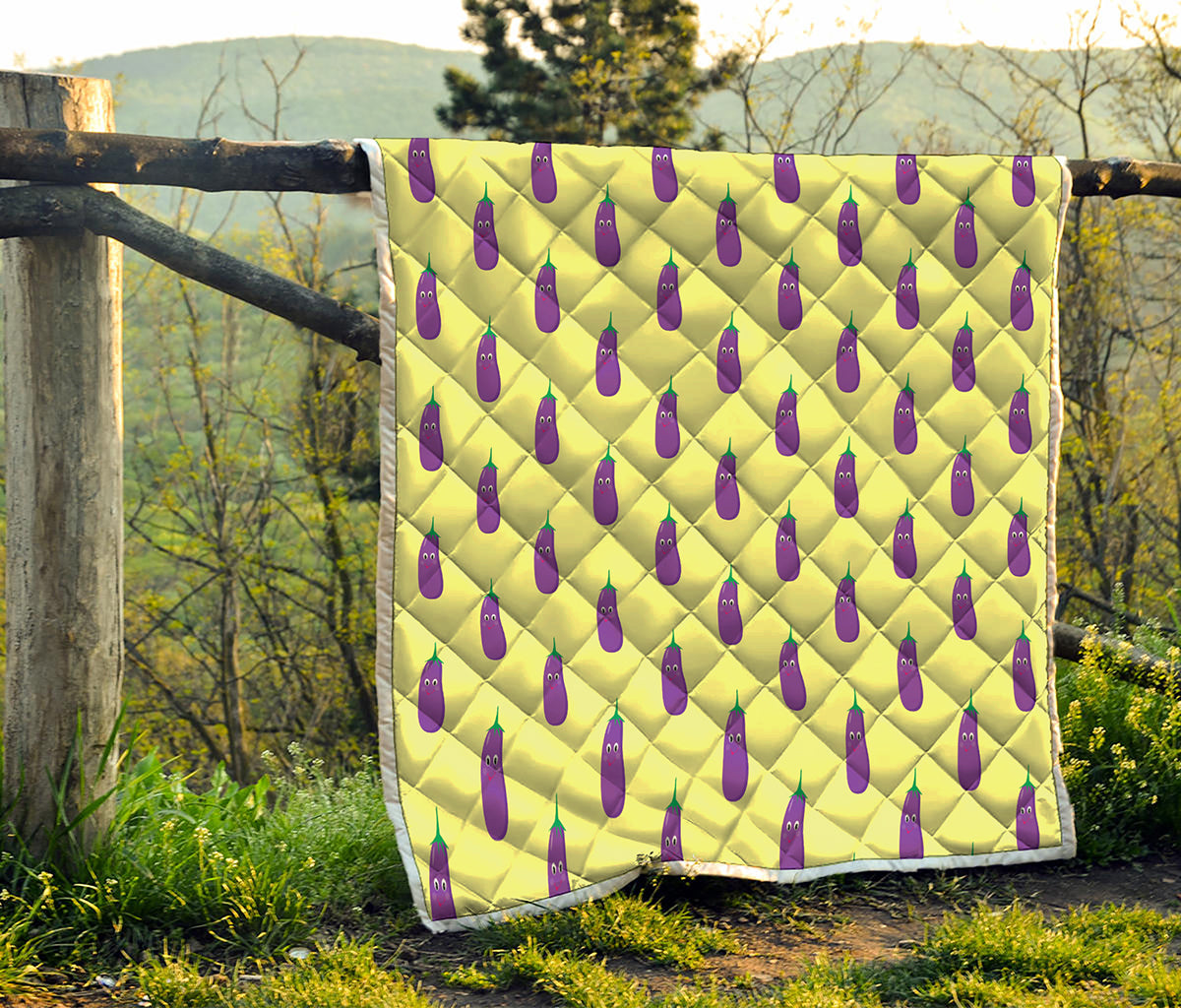 Cute Eggplant Pattern Print Quilt