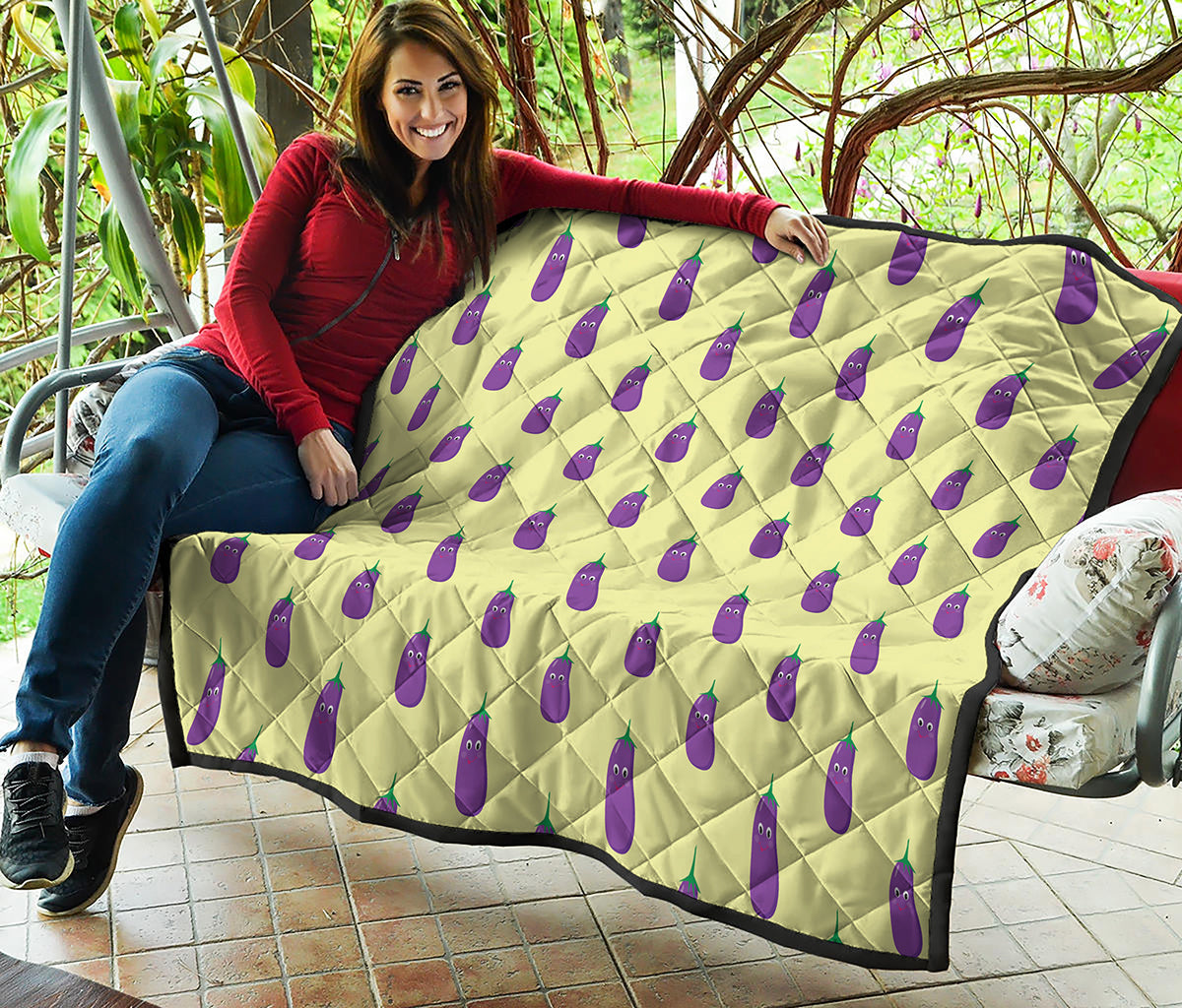 Cute Eggplant Pattern Print Quilt