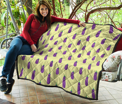 Cute Eggplant Pattern Print Quilt