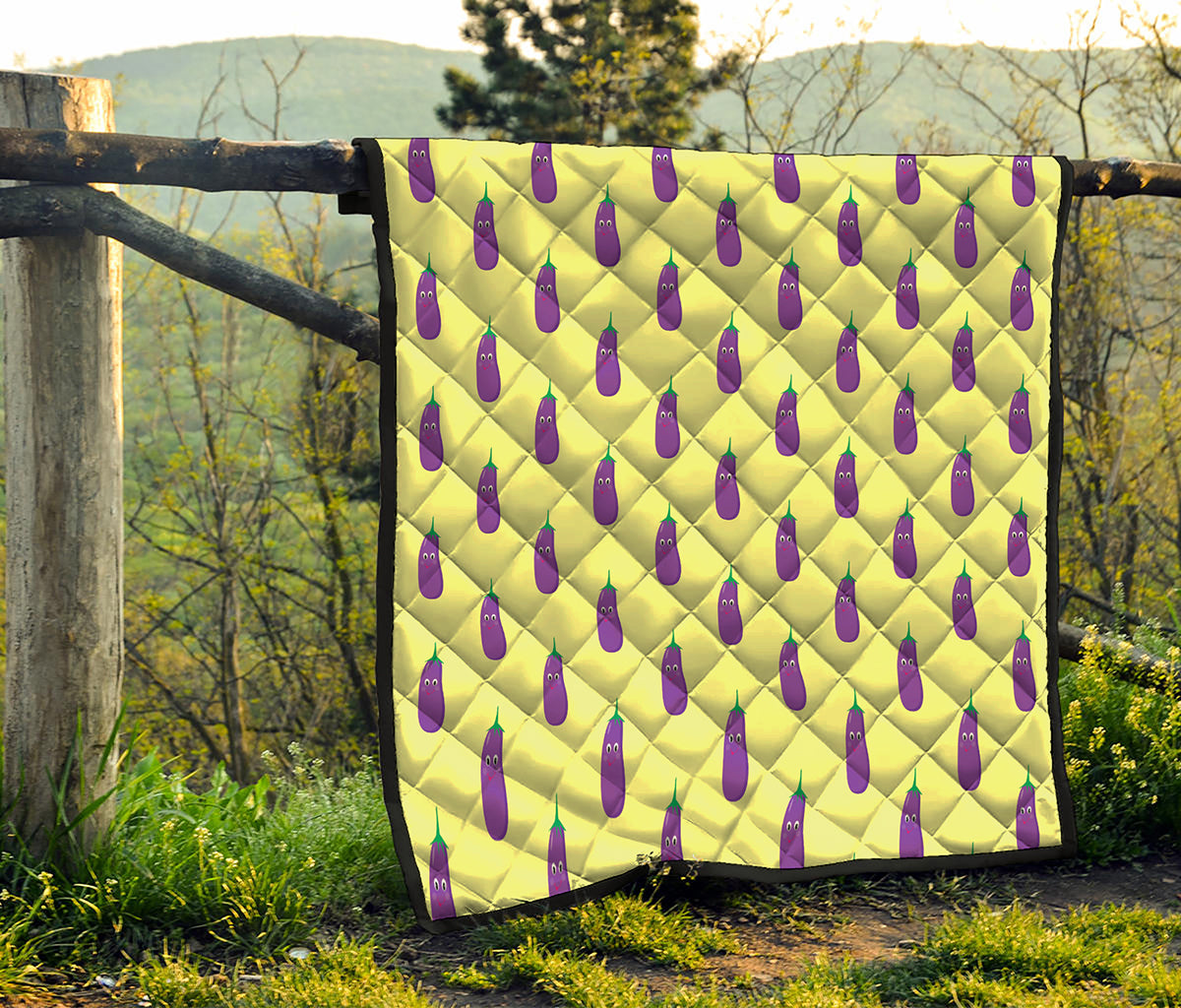 Cute Eggplant Pattern Print Quilt