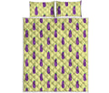 Cute Eggplant Pattern Print Quilt Bed Set