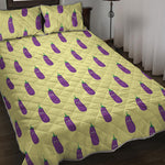 Cute Eggplant Pattern Print Quilt Bed Set
