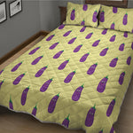 Cute Eggplant Pattern Print Quilt Bed Set