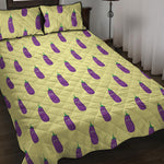 Cute Eggplant Pattern Print Quilt Bed Set