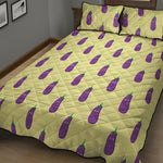 Cute Eggplant Pattern Print Quilt Bed Set