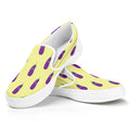 Cute Eggplant Pattern Print White Slip On Sneakers