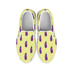 Cute Eggplant Pattern Print White Slip On Shoes
