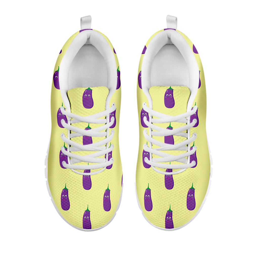 Cute Eggplant Pattern Print White Sneakers