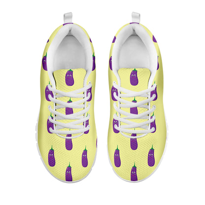Cute Eggplant Pattern Print White Sneakers