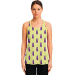 Cute Eggplant Pattern Print Women's Racerback Tank Top