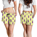 Cute Eggplant Pattern Print Women's Shorts