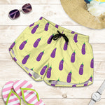 Cute Eggplant Pattern Print Women's Shorts