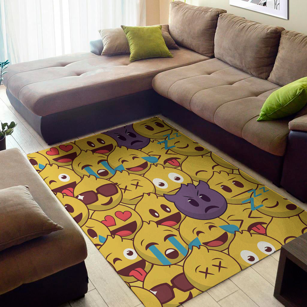 Cute Emoji Pattern Print Area Rug