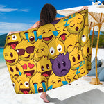 Cute Emoji Pattern Print Beach Sarong Wrap