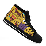 Cute Emoji Pattern Print Black High Top Shoes