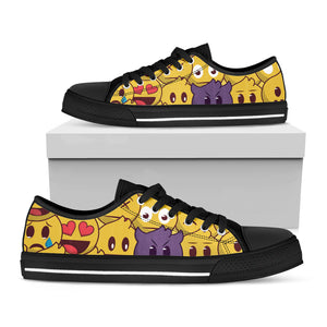 Cute Emoji Pattern Print Black Low Top Shoes