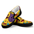 Cute Emoji Pattern Print Black Slip On Sneakers
