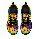 Cute Emoji Pattern Print Black Sneakers