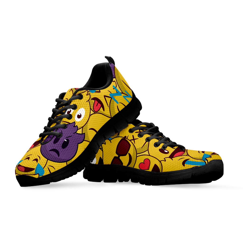 Cute Emoji Pattern Print Black Sneakers