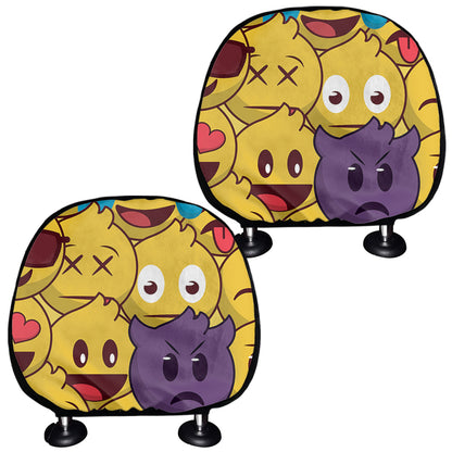 Cute Emoji Pattern Print Car Headrest Covers
