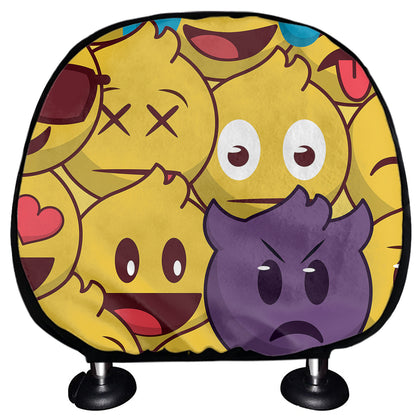 Cute Emoji Pattern Print Car Headrest Covers