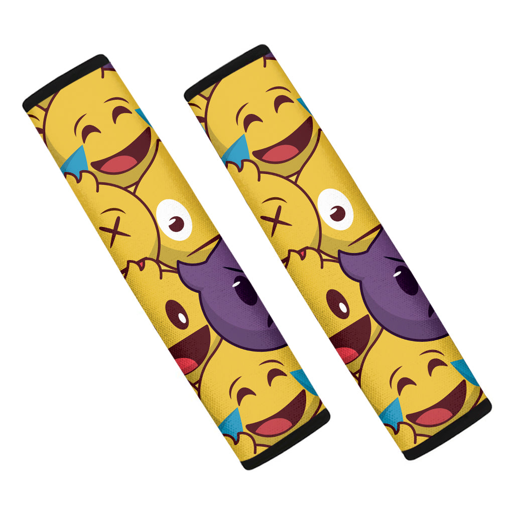 Cute Emoji Pattern Print Car Seat Belt Covers